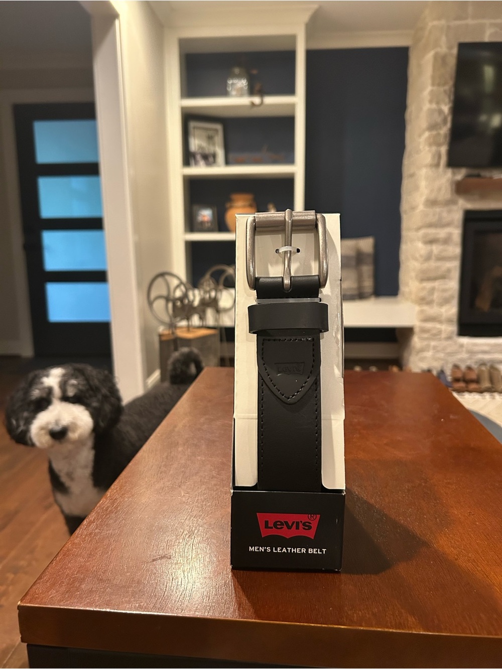 Levi's Black Leather Men's Belt with Silver Buckle